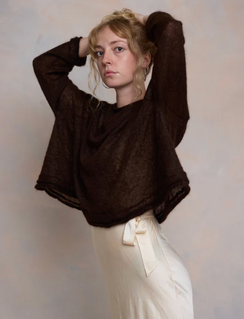 Luna Gallery Mohair Raglan Sleeve Sweater - Espresso
