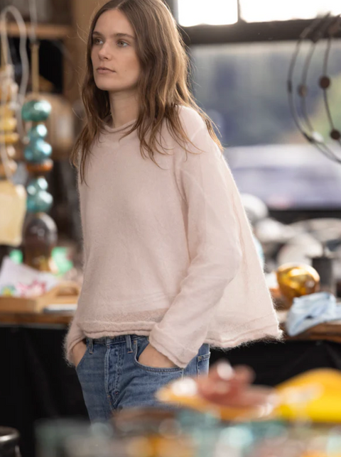 Luna Gallery Mohair Raglan Sleeve Sweater - Pink