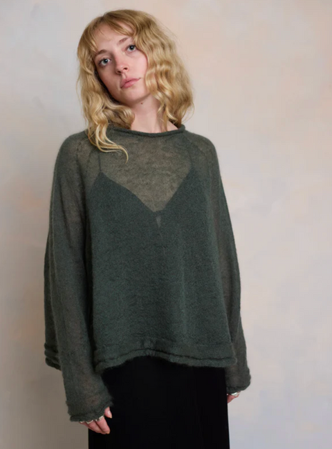 Luna Gallery Mohair Raglan Sleeve Sweater - Thyme