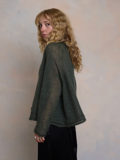 Luna Gallery Mohair Raglan Sleeve Sweater - Thyme