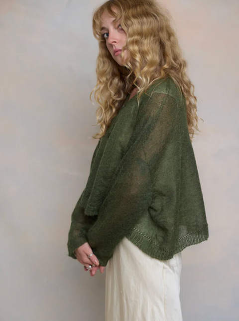 Luna Gallery Mohair Sheer Crop Cardigan - Cypress