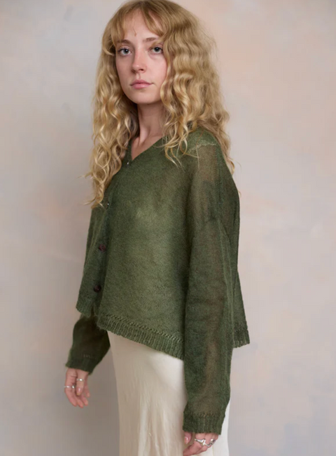 Luna Gallery Mohair Sheer Crop Cardigan - Cypress
