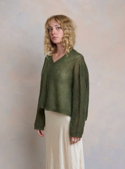 Luna Gallery Mohair Sheer Crop Cardigan - Cypress