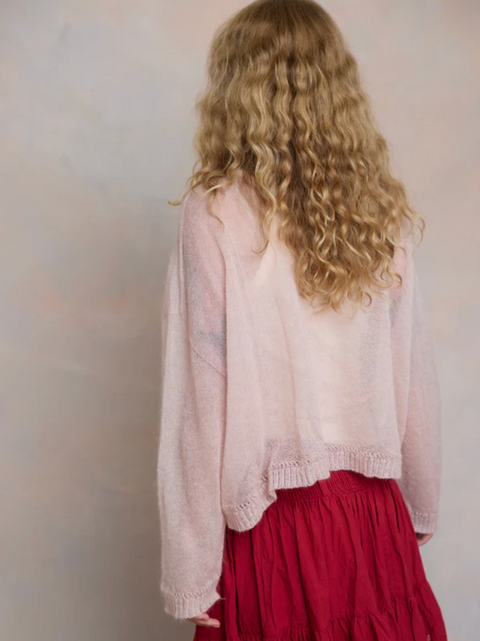 Luna Gallery Mohair Sheer Crop Cardigan - Pink