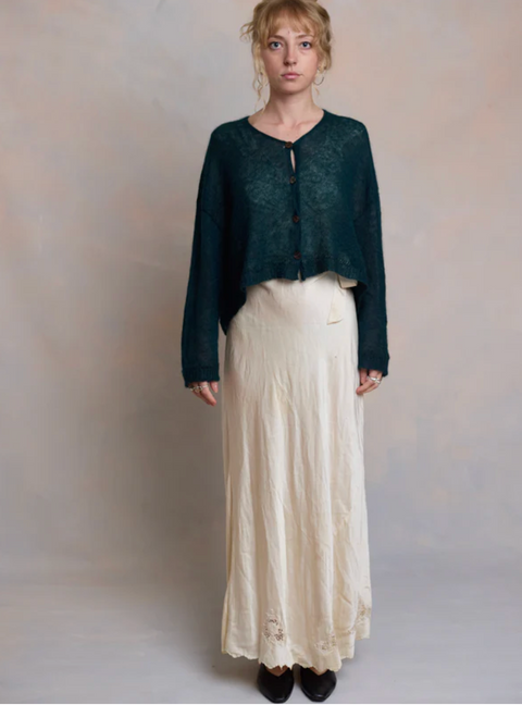 Luna Gallery Mohair Sheer Crop Cardigan - Teal