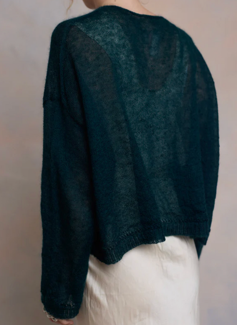 Luna Gallery Mohair Sheer Crop Cardigan - Teal