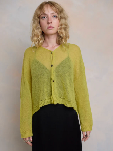Luna Gallery Mohair Sheer Crop Cardigan - Wattle