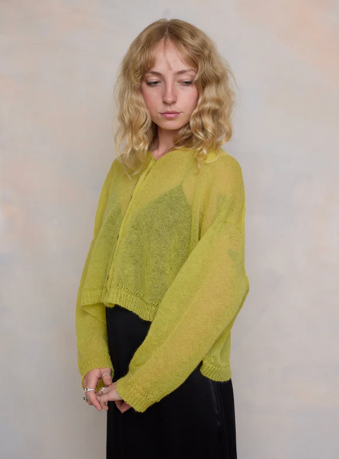 Luna Gallery Mohair Sheer Crop Cardigan - Wattle