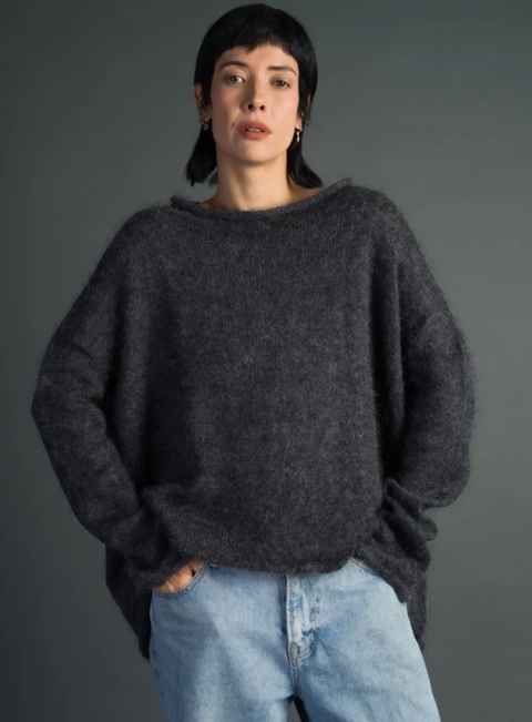 Luna Gallery Mohair and Merino Roll Neck Jumper - Charcoal