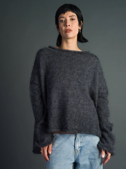 Luna Gallery Mohair and Merino Roll Neck Jumper - Charcoal