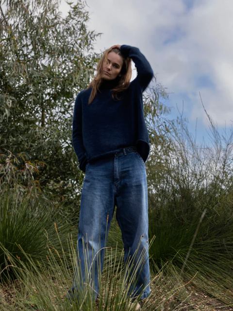 Luna Gallery Mohair and Merino Roll Neck Jumper - Midnight