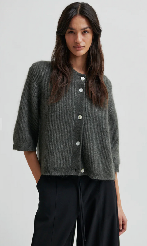 Second Female Andrea Rib Knit Cardigan - Beluga