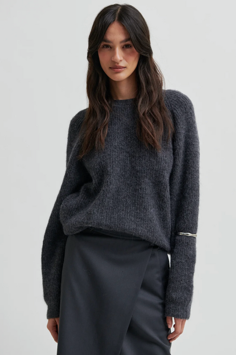 Second Female Flare Knit - Dark Grey Melange