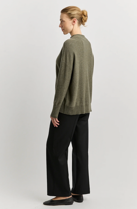 Toorallie Drop Shoulder Mock Neck Jumper - Kale