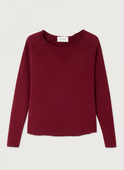 American Vintage Sonoma Long Sleeve Boatneck T-Shirt - Vintage Cherry