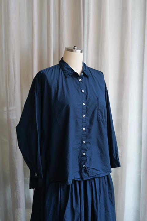 Metta Melbourne Indra Shirt - Dark Navy Cotton Poplin