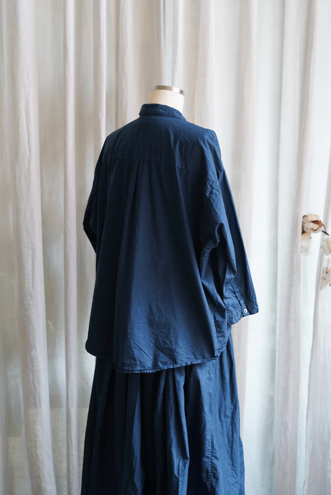Metta Melbourne Indra Shirt - Dark Navy Cotton Poplin