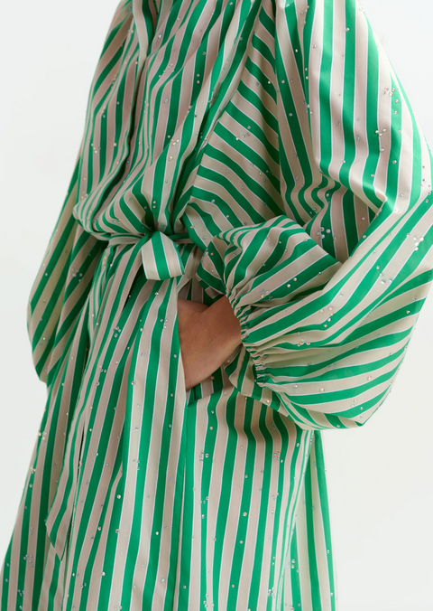 Essentiel Antwerp Jodianna Dress - Green/Cream Stripe