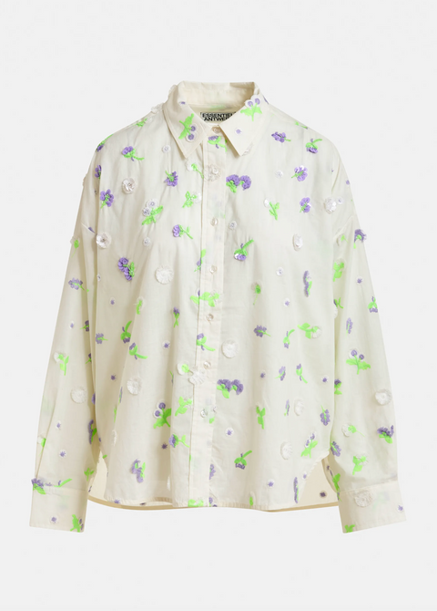Essentiel Antwerp Jimena Shirt - Off White/Green/Purple