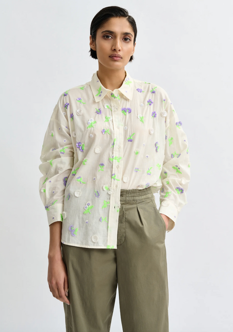 Essentiel Antwerp Jimena Shirt - Off White/Green/Purple