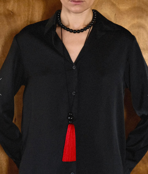 Gem Totem Tassel Necklace - Red