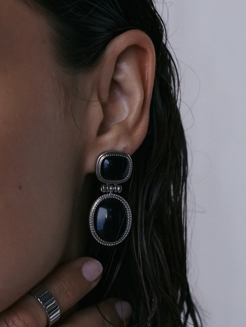 Luv AJ Midnight Mesa Drop Studs - Silver