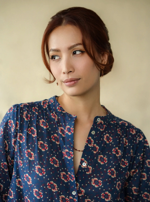 Marie Louise De Monterey Persian Blouse - Navy