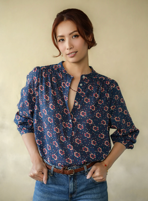 Marie Louise De Monterey Persian Blouse - Navy