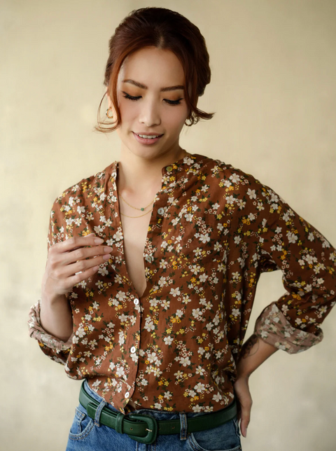 Marie Louise De Monterey Amy Floral Blouse - Chocolate