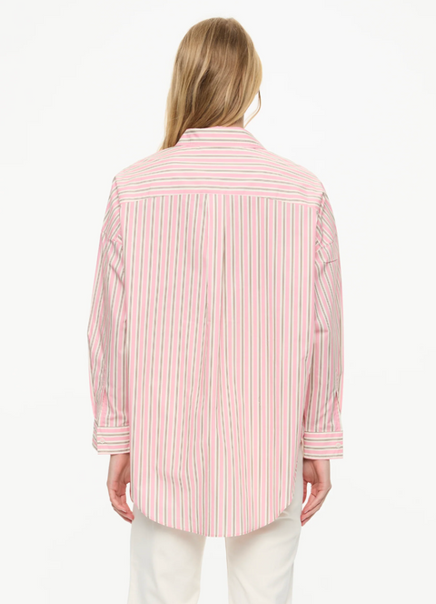 LMND Mara Oversized Long Sleeve Stripe Shirt - Musk/Cocoa/Off White