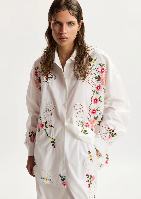 Essentiel Antwerp Jayme Embroidered Shirt - Off White