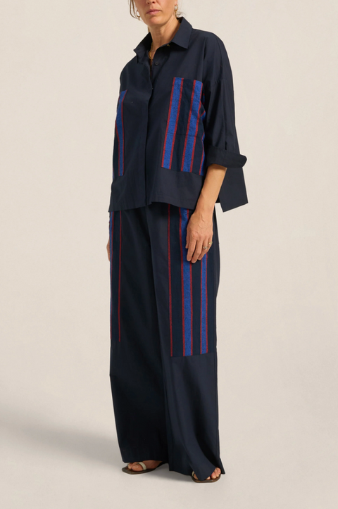 Ilio Nema Cacus Poplin Shirt - Navy
