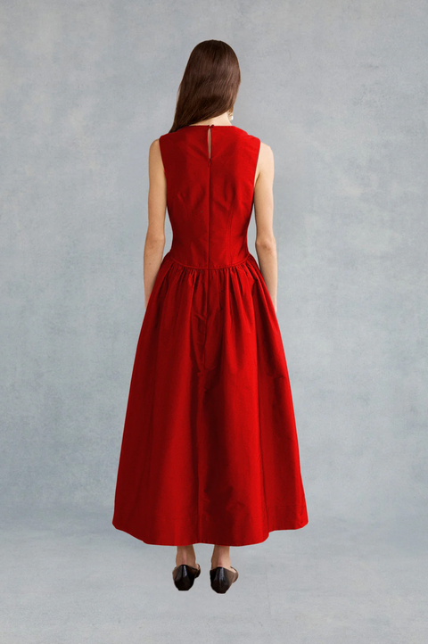Lovaan Wilma Midi Dress - Crimson