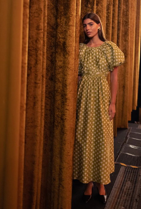 Lovaan Thea Midi Dress - Pear Spot
