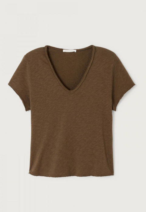 American Vintage Sonoma V-Neck Short Sleeve T-Shirt - Vintage Chestnut