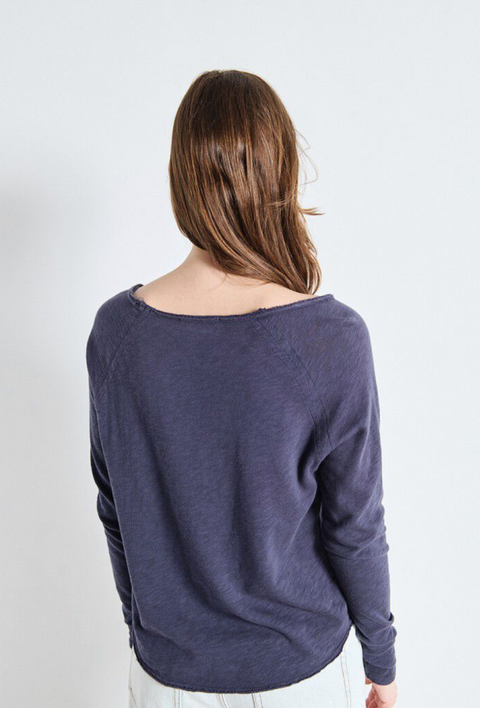 American Vintage Sonoma Long Sleeve Boatneck T-Shirt - Vintage Navy