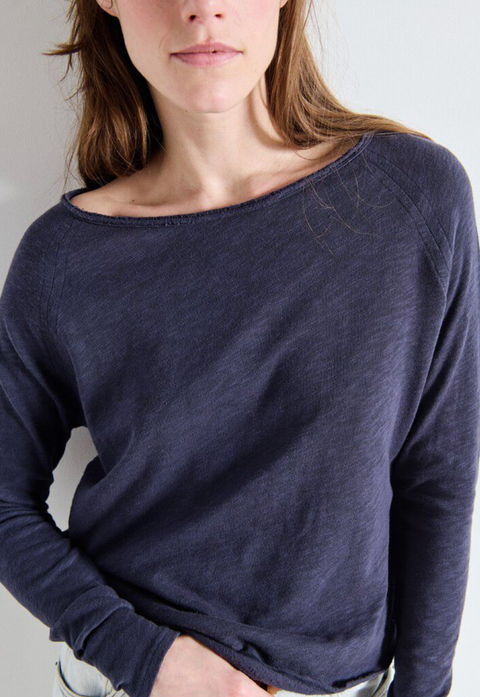 American Vintage Sonoma Long Sleeve Boatneck T-Shirt - Vintage Navy