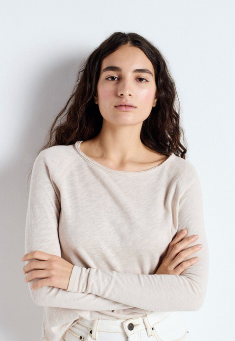 American Vintage Sonoma Long Sleeve Boatneck T-Shirt - Vintage Mastic