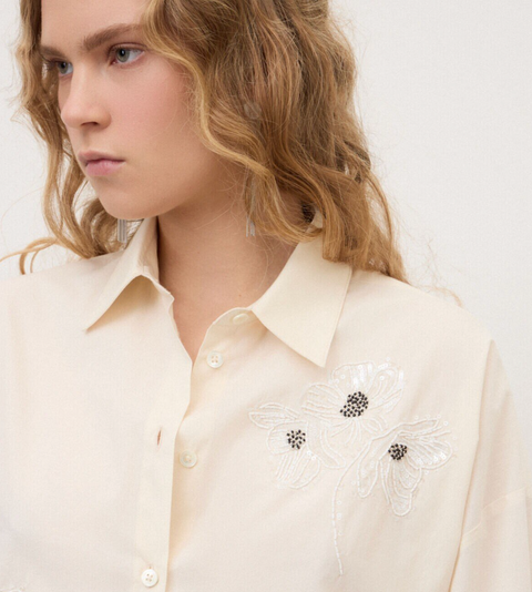 Ottod'Ame Embroidered Shirt - Latte