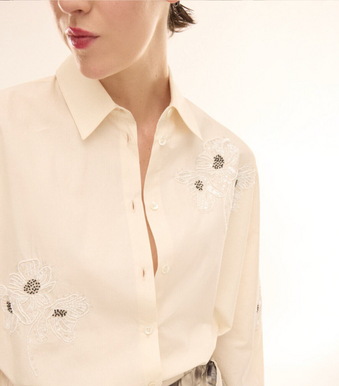 Ottod'Ame Embroidered Shirt - Latte