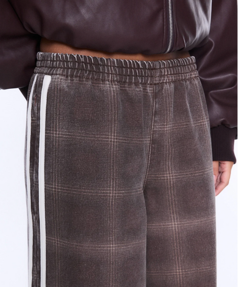 Ena Pelly Myla Wide Leg Pant - Burgundy Check