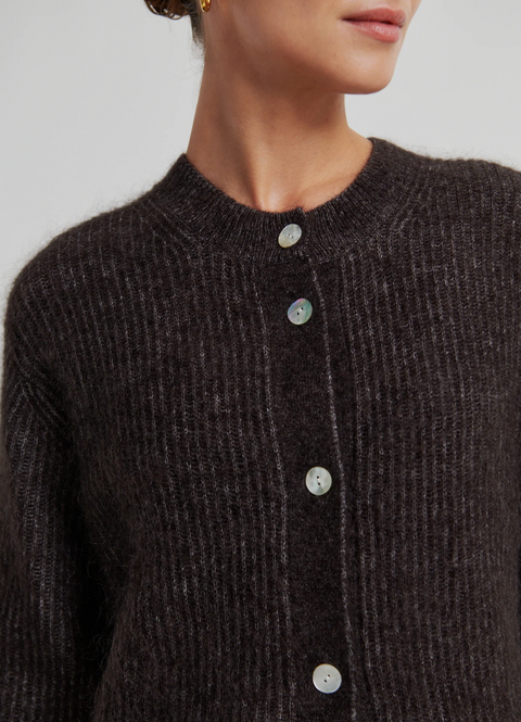 Second Female Andrea 3/4 Sleeve Cardigan - Chocolate Torte
