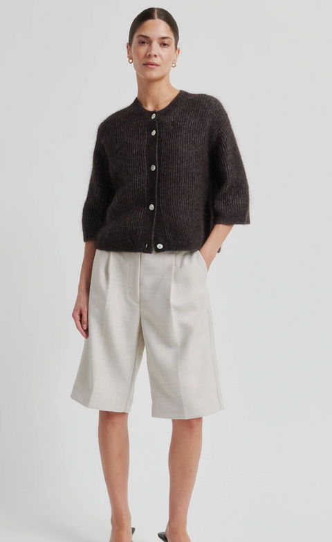 Second Female Andrea 3/4 Sleeve Cardigan - Chocolate Torte