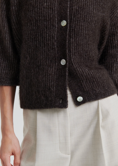 Second Female Andrea 3/4 Sleeve Cardigan - Chocolate Torte