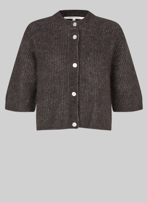 Second Female Andrea 3/4 Sleeve Cardigan - Chocolate Torte