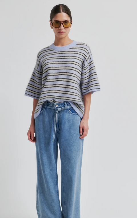 Second Female Stellar Stripe Knit - Halogen Blue