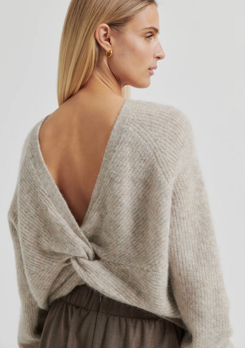 Second Female Flare Knit - Light Beige Melange