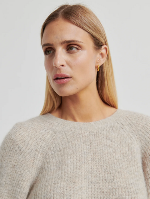Second Female Flare Knit - Light Beige Melange