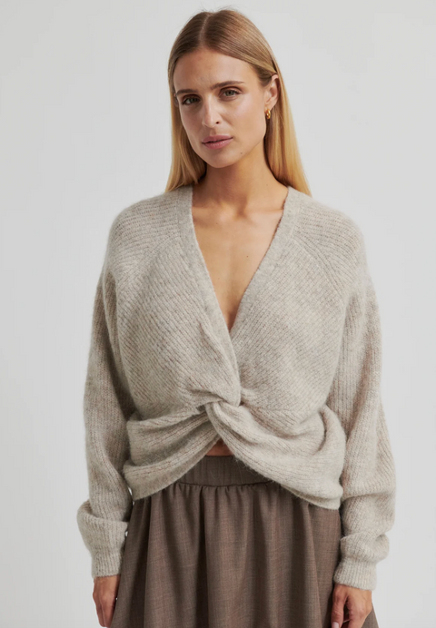 Second Female Flare Knit - Light Beige Melange
