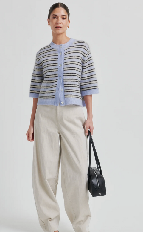 Second Female Stellar Stripe Cardigan - Halogen Blue
